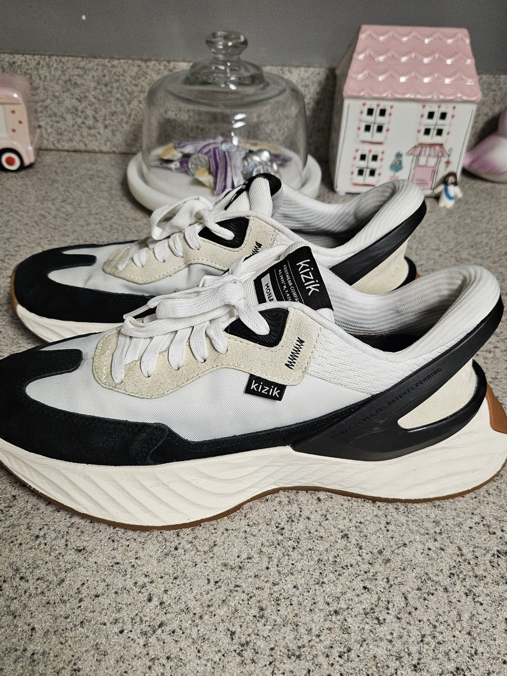 Kizik Monaco Women's White, Black & Cream Slip-On Lace-Up Sneakers